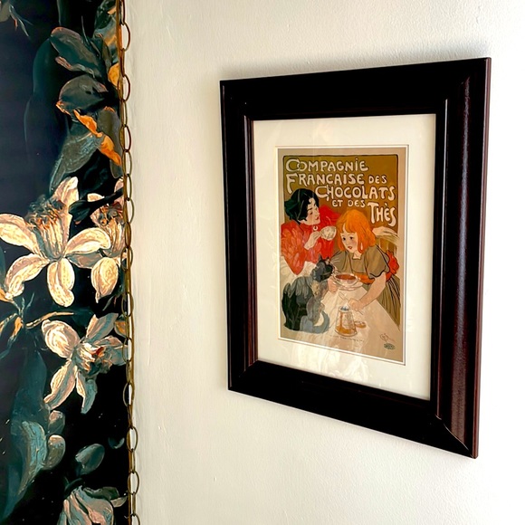Framed Steinlen Art Nouveau Print | Companie Francaise des Chocolats et des Thès - Picture 1 of 9